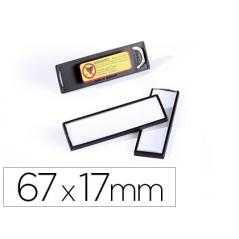 Identificador portanombre durable pvc antiarañazos con iman y efecto lupa color negro 67x17 mm - Imagen 1