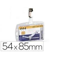 Identificador con pinza giratoria durable acrilico horizontal con uñero para pases de seguridad 54x85 mm - Imagen 1