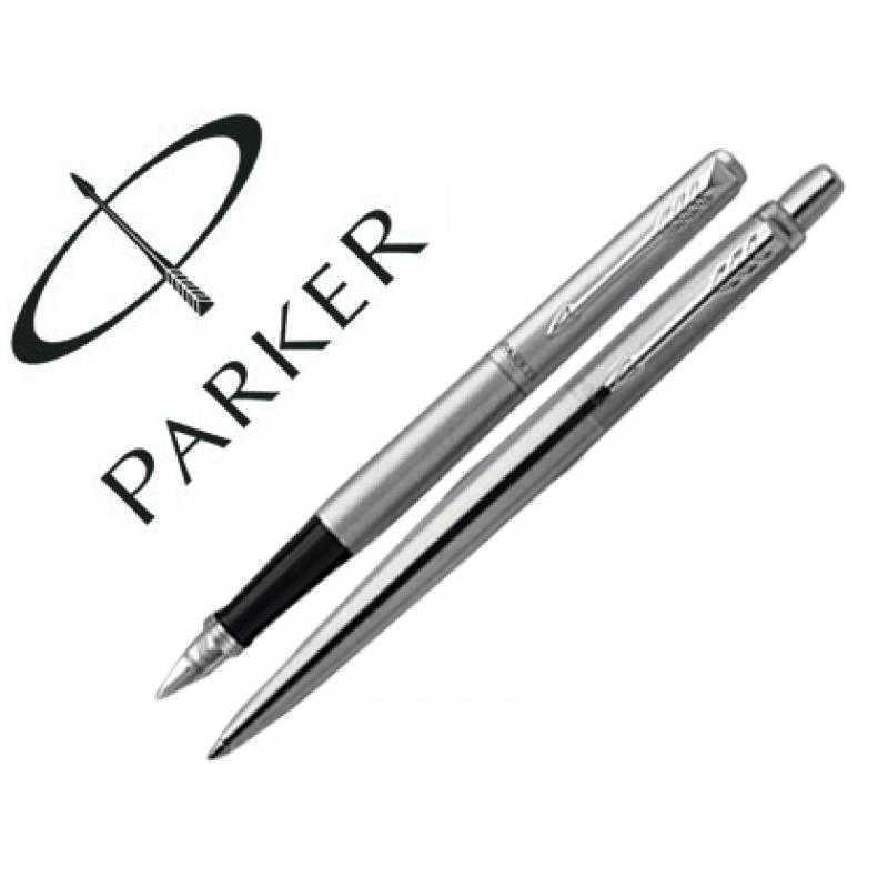 Juego parker duo jotter acero ct boligrafo + pluma