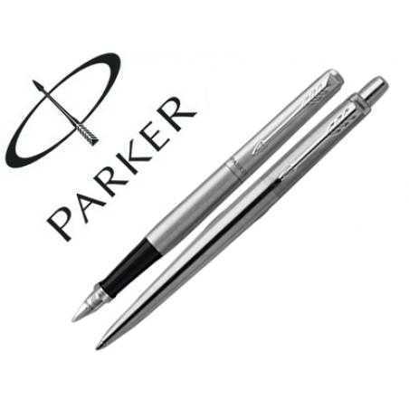 Juego parker duo jotter acero ct boligrafo + pluma
