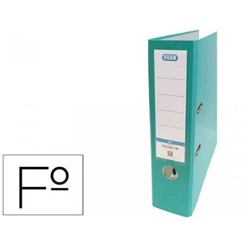 Archivador de palanca elba carton forrado pvc con rado top folio lomo 80 mm verde menta