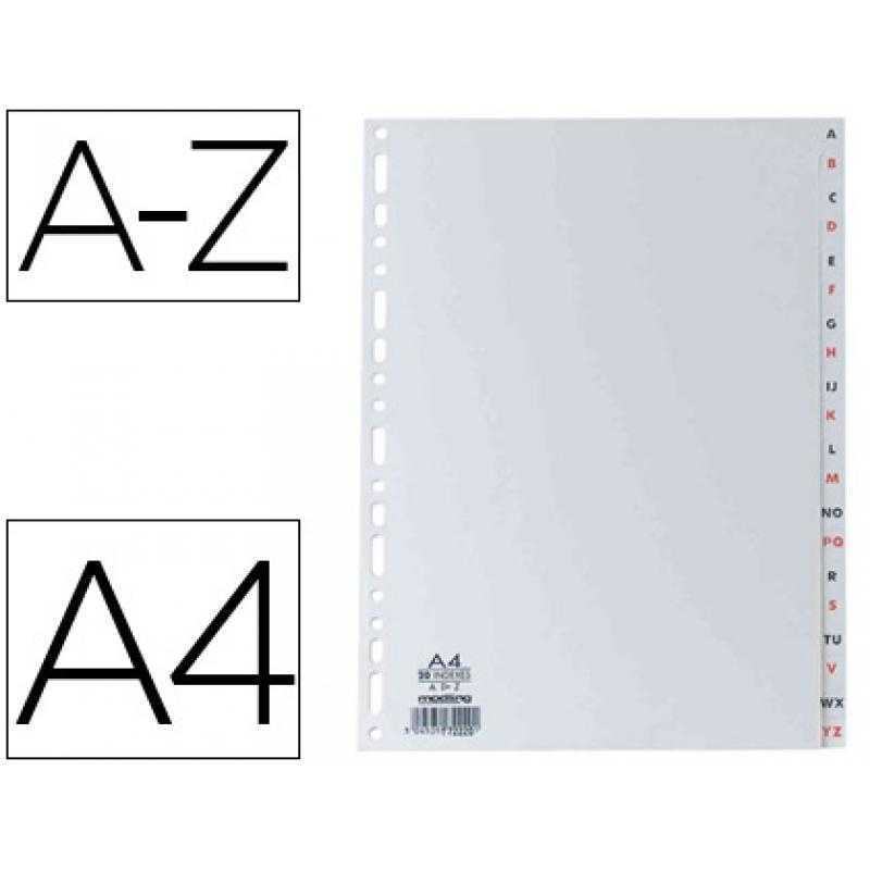 Separador alfabetico elba plastico 120 mc din a4 11 taladros a-z gris