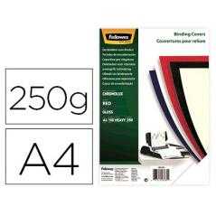 Tapa de encuadernacion fellowes din a4 carton brillo rojo chromolux 250 gr pack de 100 unidades