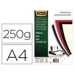 Tapa de encuadernacion fellowes din a4 carton brillo negro chromolux 250 gr pack de 100 unidades