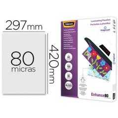 Bolsa de plastificar fellowes brillo din a3 80 mc pack 100 unidades