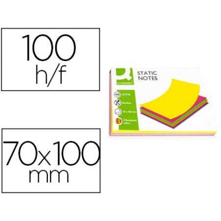 Bloc de notas electrostaticas quita y pon q-connect 70x100 mm 100 hojas 5 colores fluorescentes