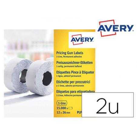 Etiqueta avery 1 linea adhesivo permanente 26x12 mm blanca rollo 1500 unidades caja de 10 unidades