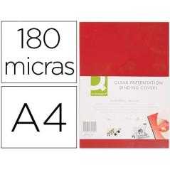 Tapa de encuadernacion q-connect pvc din a4 opaca rojo 180 micras caja de 100 unidades