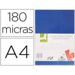 Tapa de encuadernacion q-connect pvc din a4 opaca azul 180 micras caja de 100 unidades
