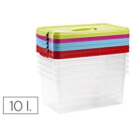 Caja multiusos plástico 10 l número 24 tapa de color con asa 385x230x175 mm - Imagen 1
