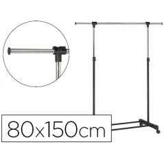 Perchero unilux extensible con 4 ruedas giratorias ajustable altura negro/cromado 80/150 x