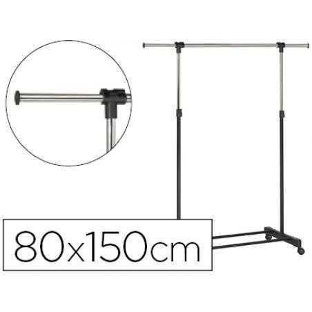 Perchero unilux extensible con 4 ruedas giratorias ajustable altura negro/cromado 80/150 x