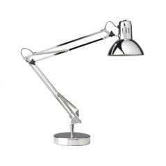 Lampara de escritorio unilux success 80 led brazo doble articulado cromado 40x40 cm base 20 cm diametro