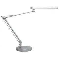 Lampara de escritorio unilux mambo led 5,6w doble brazo articulado abs y aluminio gris metalizado base 19 cm