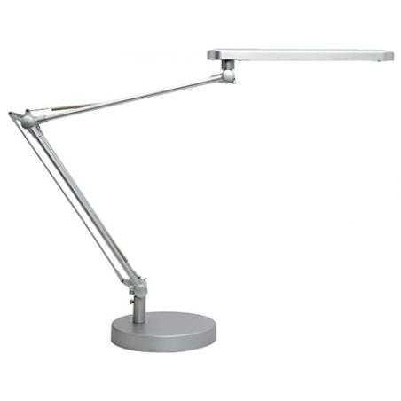 Lampara de escritorio unilux mambo led 5,6w doble brazo articulado abs y aluminio gris metalizado base 19 cm