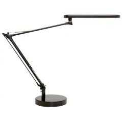 Lampara de escritorio unilux mambo led 5,6w doble brazo articulado abs y aluminio negro base 19 cm diametro