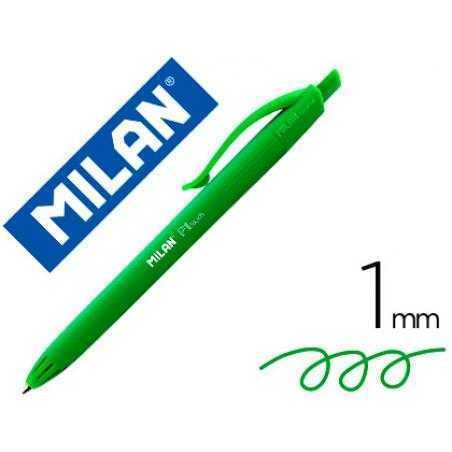 Boligrafo milan p1 retractil 1 mm touch verde