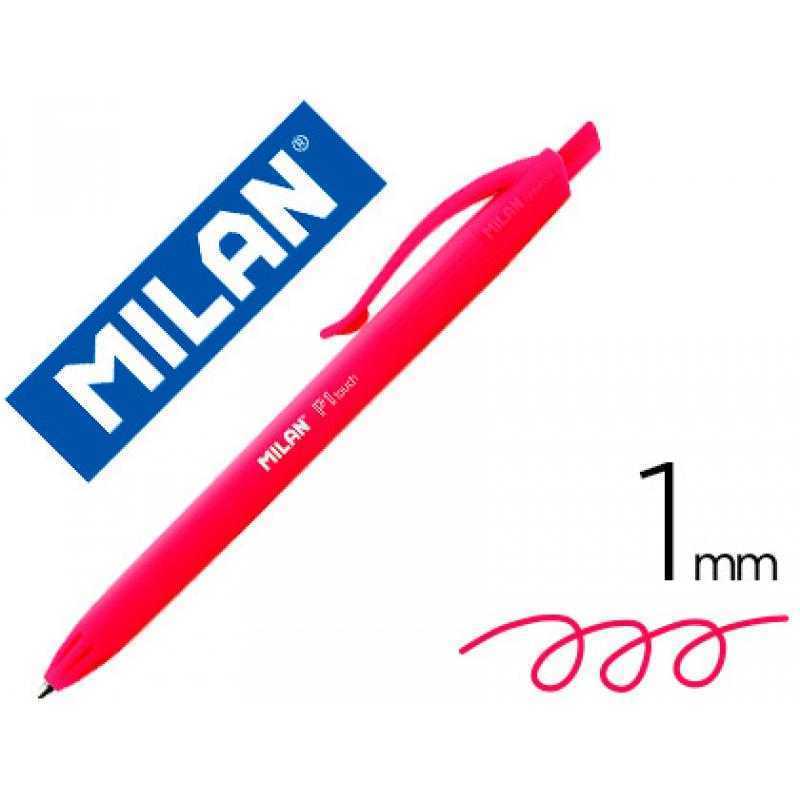 Boligrafo milan p1 retractil 1 mm touch rojo