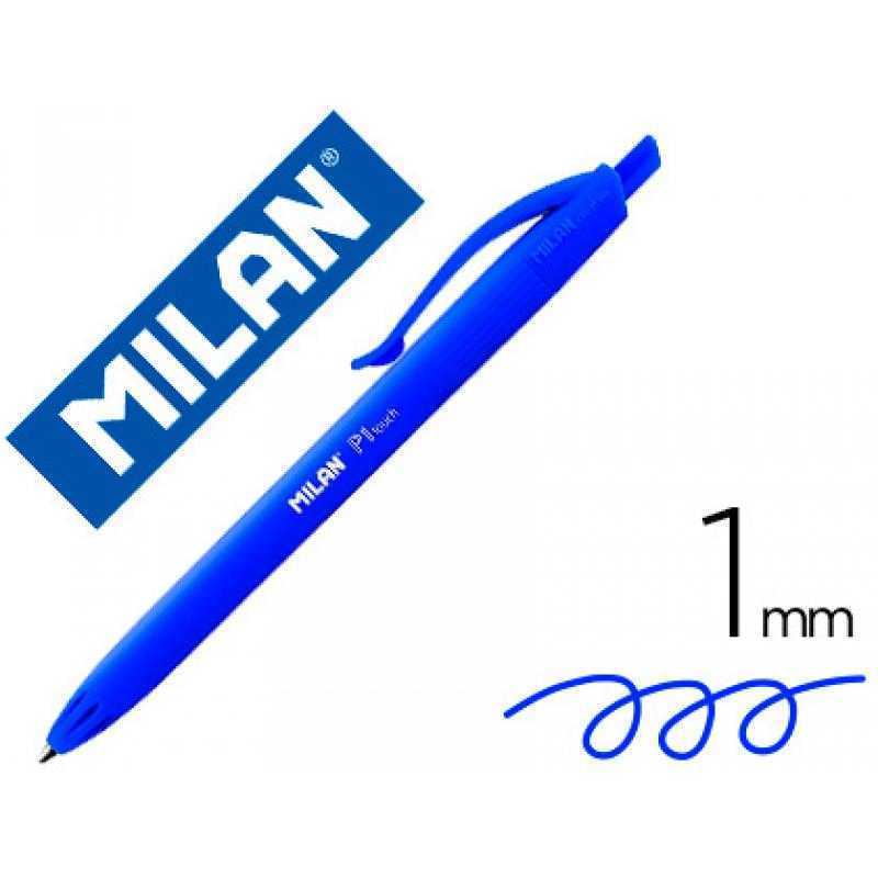 Boligrafo milan p1 retractil 1 mm touch azul