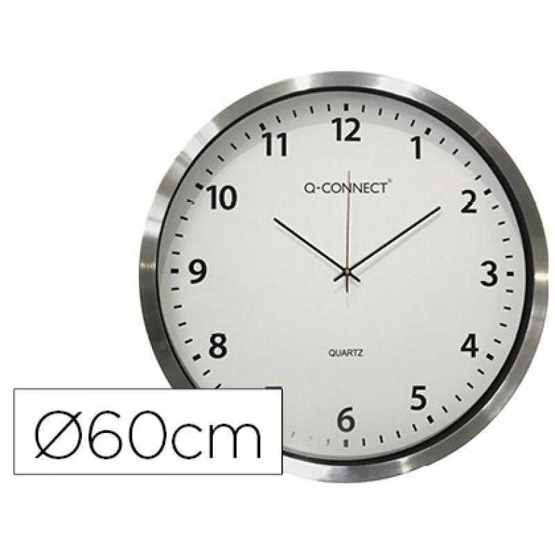 Reloj q-connect de pared plastico oficina redondo 50 cm marco cromado
