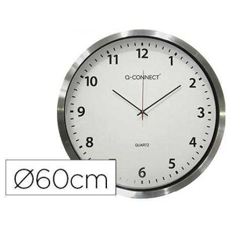 Reloj q-connect de pared plastico oficina redondo 50 cm marco cromado