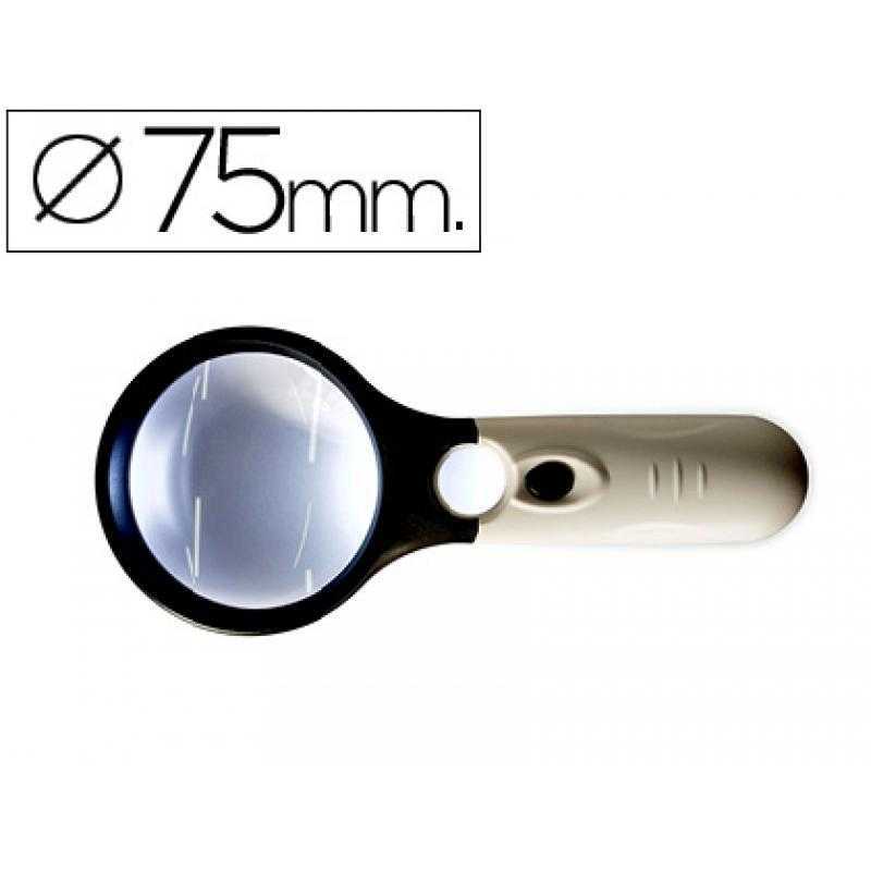 Lupa q-connect electrica aro abs 75 mm 3 aumentos 3 bombillas led lente 70 mm
