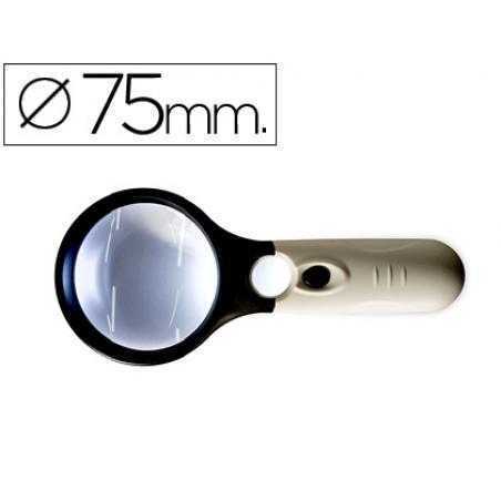 Lupa q-connect electrica aro abs 75 mm 3 aumentos 3 bombillas led lente 70 mm