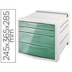 Fichero cajones de sobremesa esselte colour ice plastico 4 cajones color verde 245x365x285 mm