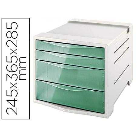 Fichero cajones de sobremesa esselte colour ice plastico 4 cajones color verde 245x365x285 mm