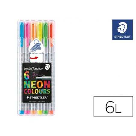 Rotulador staedtler triplus neon colours estuche de 6 unidades colores surtidos - Imagen 1