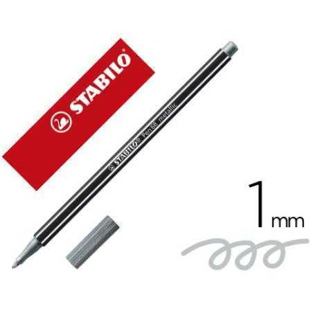 Rotulador stabilo acuarelable pen 68 metalico plata punta gruesa 1mm