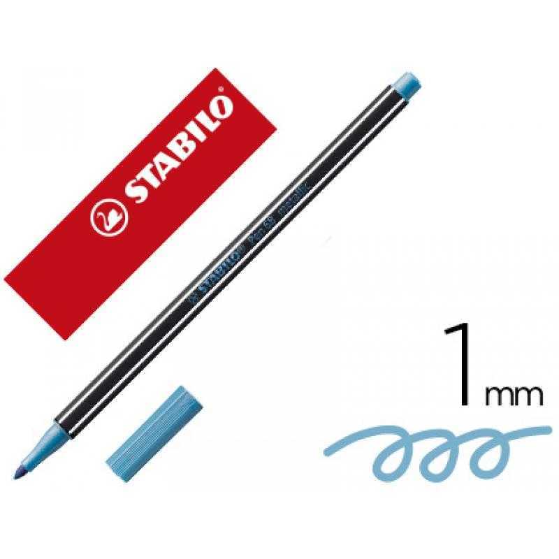 Rotulador stabilo acuarelable pen 68 metalico azul punta gruesa 1mm