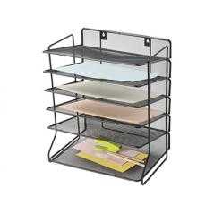 Bandeja sobremesa q-connect kf17289 metalica rejilla negra 6 bandejas 325x230x390 mm
