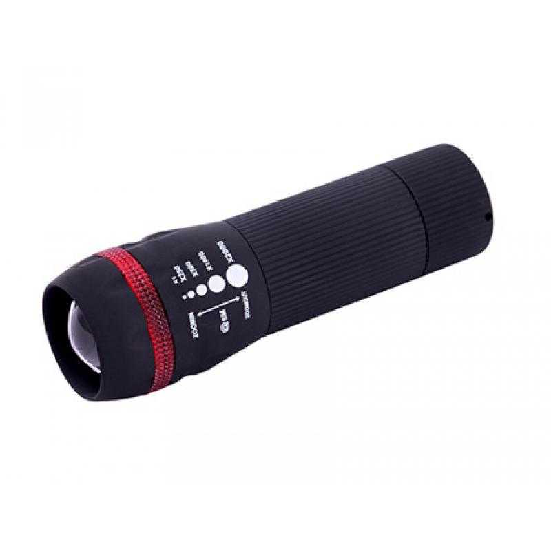 Linterna q-connect kf18749 plastico con zoom 1w modo alumbrado encendido apagado incluye 3 pilas aaa