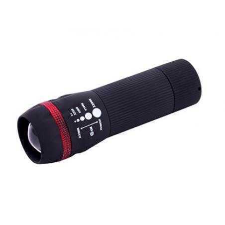 Linterna q-connect kf18749 plastico con zoom 1w modo alumbrado encendido apagado incluye 3 pilas aaa