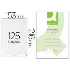 Bolsa de plastificar q-connect 153 x 216 mm din a5 125 mc autoadhesivas caja de 100 unidades