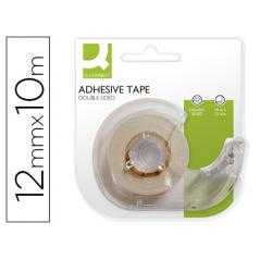 Cinta adhesiva q-connect doble cara 10 mt x 12 mm en portarrollos