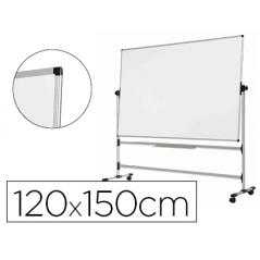 Pizarra blanca bi-office blanca de acero vitrifricado volteable doble cara 120x150 cm - Imagen 1