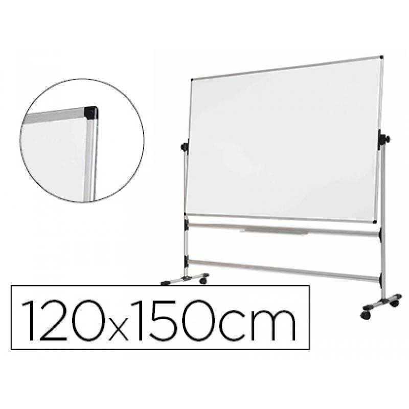 Pizarra blanca bi-office blanca de acero vitrifricado volteable doble cara 120x150 cm - Imagen 1