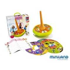 Juego didactico miniland mindfulnes con peonza gigante y guia de ejercicios