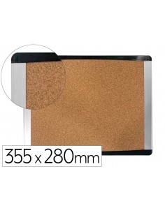 Pizarra corcho bi-office inka reciclado marco de aluminio y laterales plastico negro 355x280 mm