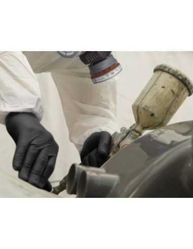 Guantes de nitrilo deltaplus quimico desechable no empolvado talla 6/7 color negro caja de 100 unidades