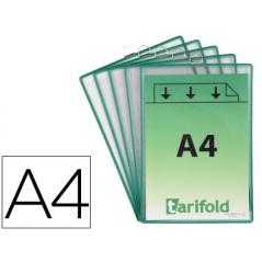 Funda para colgar tarifold din a4 pvc con anilla marco verde pack de 5 unidades - Imagen 1