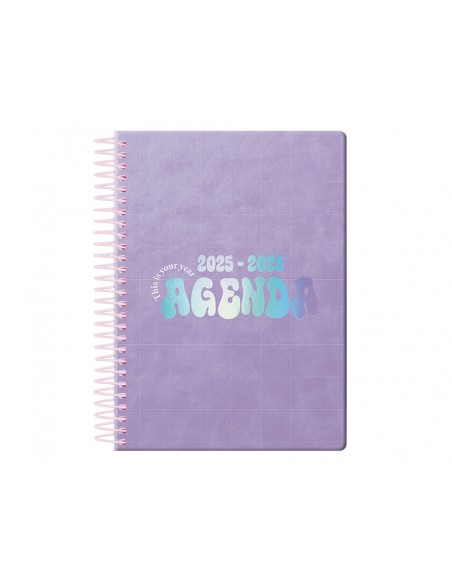 Agenda escolar liderpapel 25-26 espiral kymolos dia pagina a5 bilingüe papel fsc 80 gr