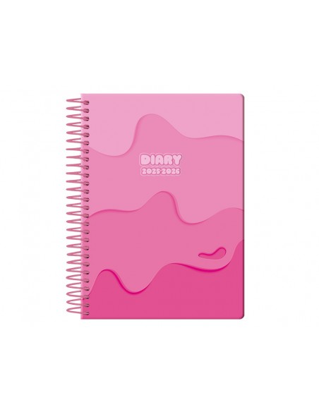 Agenda escolar liderpapel 25-26 espiral melting rosa semana vista a6 bilingüe papel fsc 80 gr