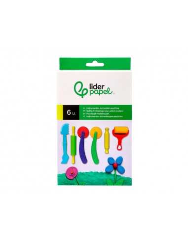 Instrumentos de modelar liderpapel para plastilina de plastico caja de 6 piezas