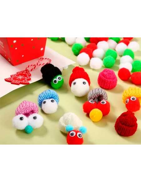 Pompones de colores liderpapel 1,5 cm tonalidades rojas bolsa con 80 unidades