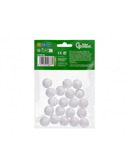 Figura de espuma blanca liderpapel bola de 2 cm bolsa con 20 unidades
