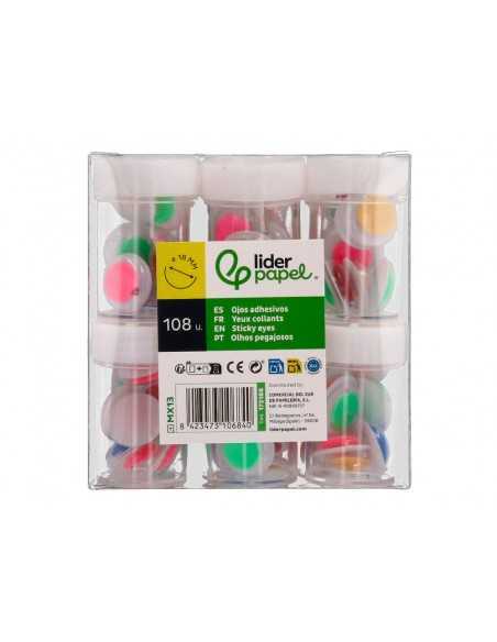 Ojo liderpapel 18 mm blanco con pupila de colores surtidos pack de 108 unidades Ojo liderpapel 18 mm blanco con pupila de colores surtidos pack de 108 unidades