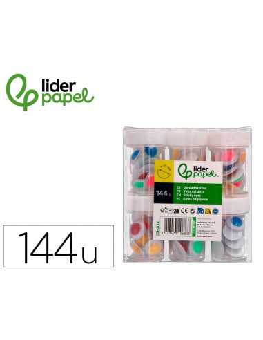 Ojo liderpapel 15 mm blanco con pupila de colores surtidos pack de 144 unidades